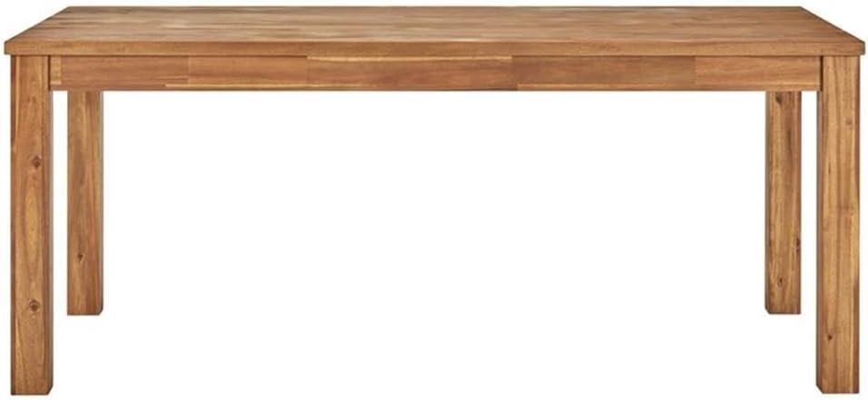 Amber Brown Solid Acacia Wood Rectangular Dining Table, 71"