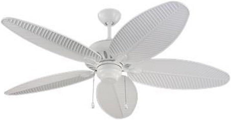 Monte Carlo 5CU52WH Cruise Tropical 52" Outdoor Ceiling Fan with Pull Chain, 5 ABS Palm Leaf Blades, White