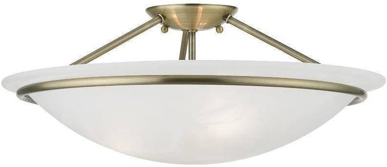 Livex Lighting Newburgh 3 - Light Semi-Flush Mount in  Antique Brass