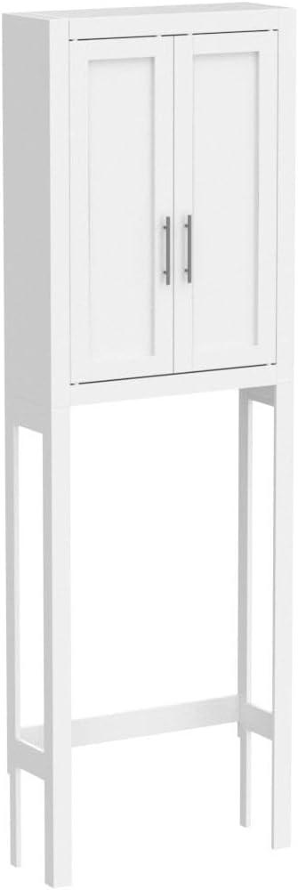 Sleek White Adjustable Over-the-Toilet Storage Cabinet