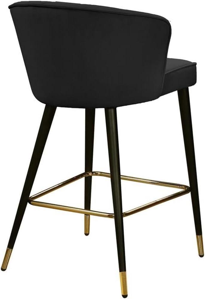 Meridian Furniture Cassie 28"H Velvet Counter Stool in Black (Set of 2)
