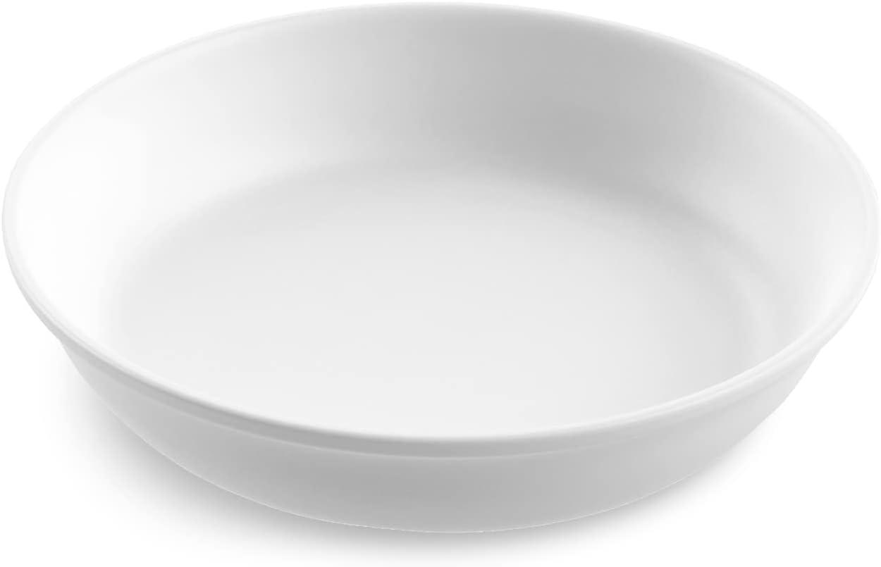 Matte White Melamine Low Bowl for Pasta, Salad, Soup - Set of 6