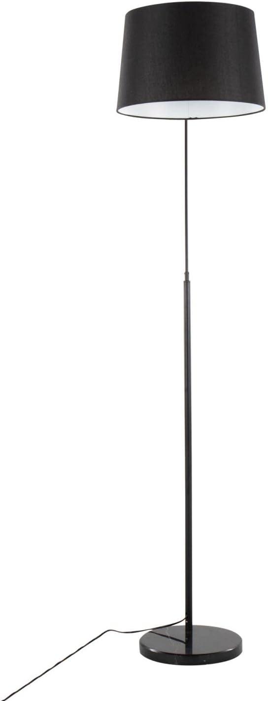 March Contemporary Floor Lamp in Black Marble and Black Metal with Black Linen Shade by LumiSource