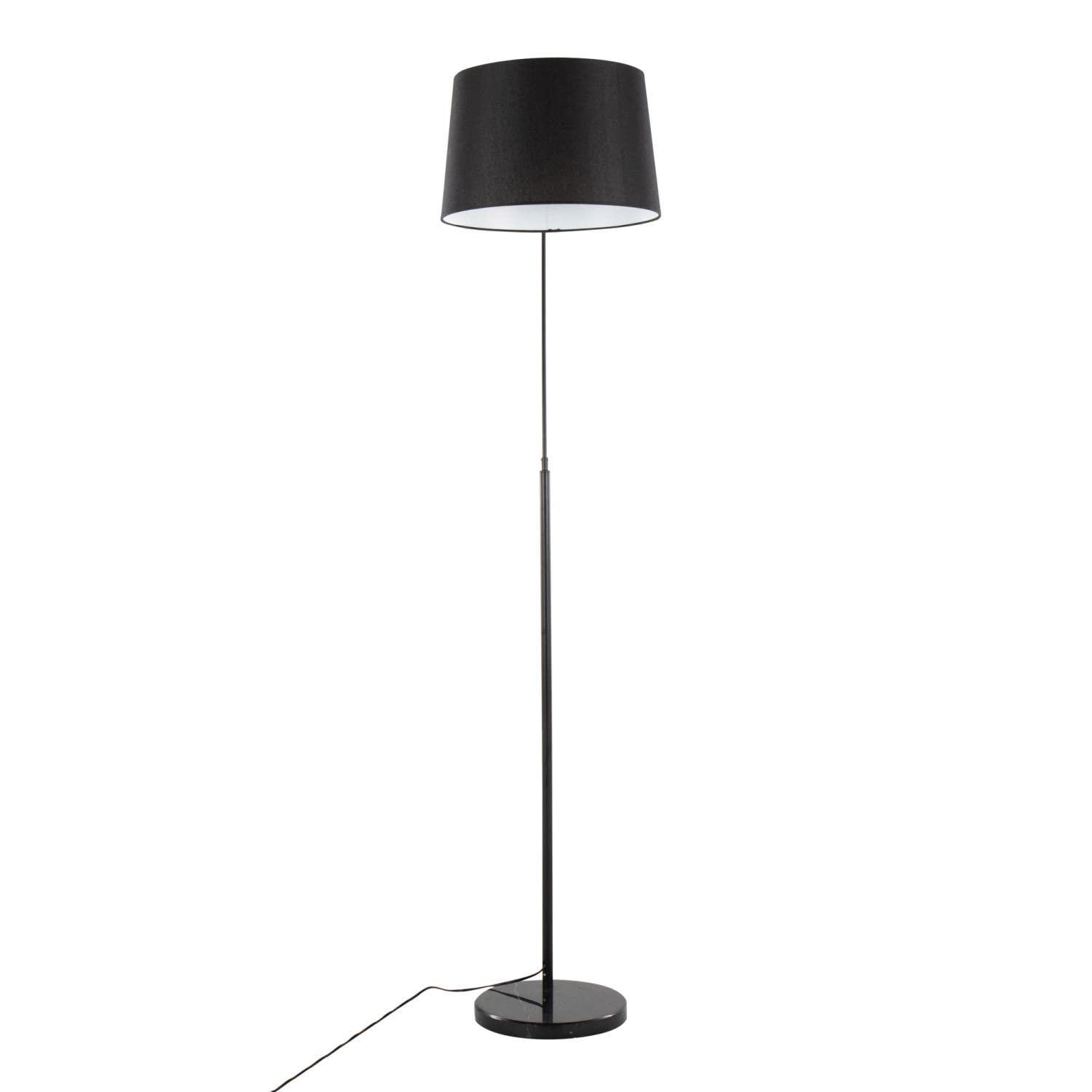 March Contemporary Floor Lamp in Black Marble and Black Metal with Black Linen Shade by LumiSource