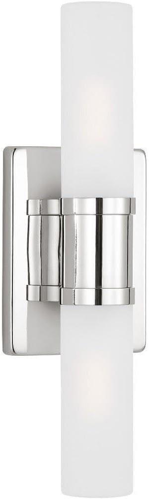 Keaton Chrome 2-Light Dimmable Bath Vanity with Satin Etched Glass