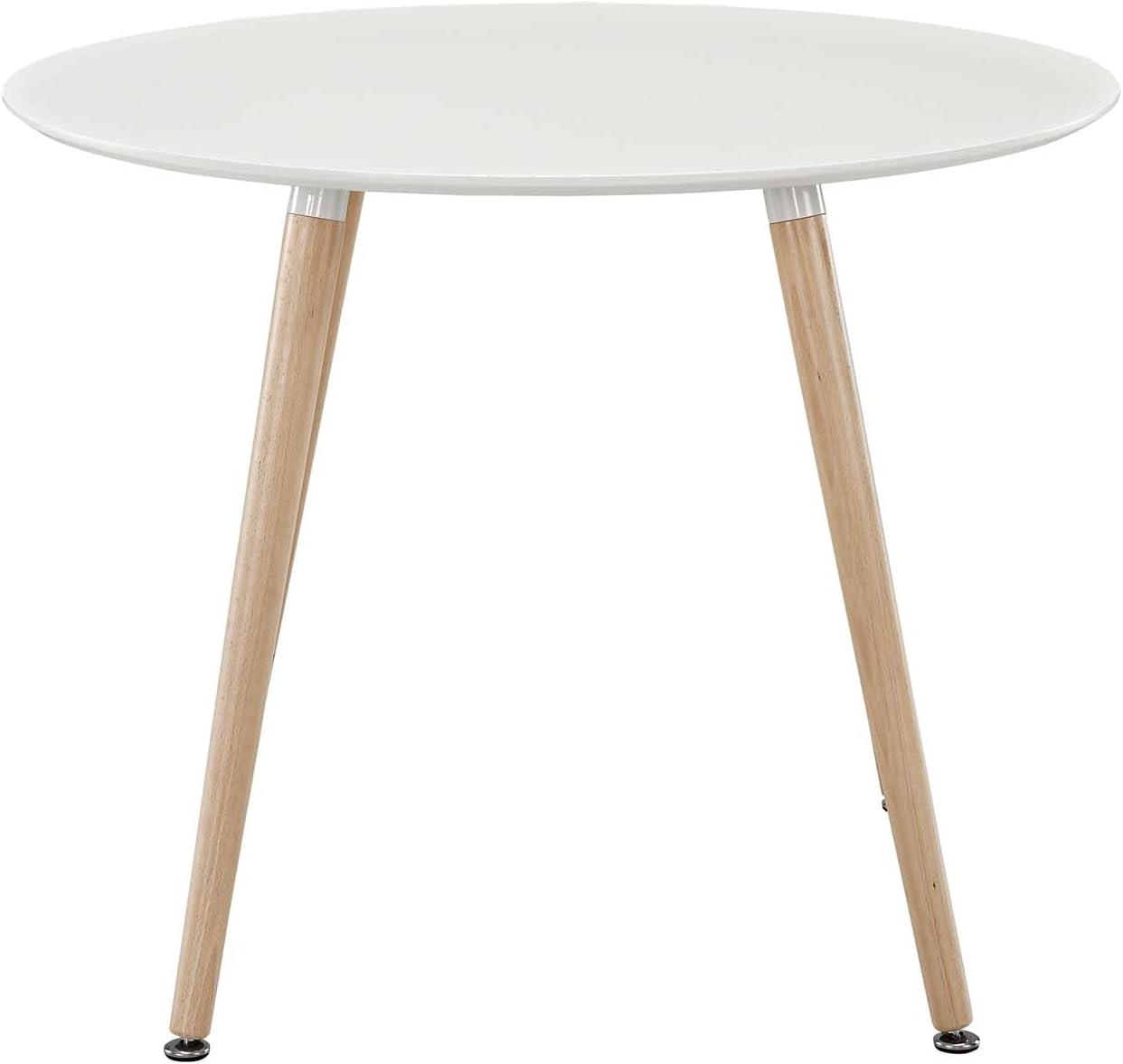 White Round Wood Contemporary Dining Table