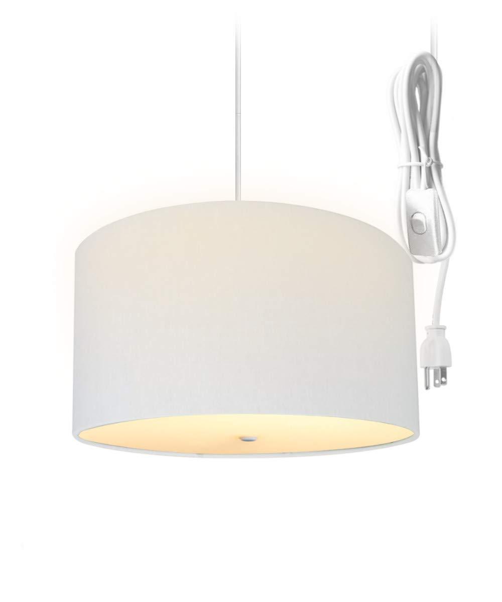 Home Concept 2 Light 16 Inch Swag Hanging Drum Pendant, White Linen