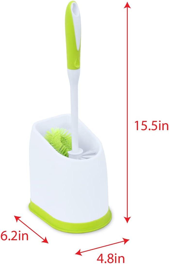 Pine-Sol Toilet Bowl Cleaner Brush with Holder | Heavy Duty Cleaning Wand with Under The Rim Scrubber, Non-Slip Handle, Storage Caddy | Bathroom Supplies, Yellow, Green