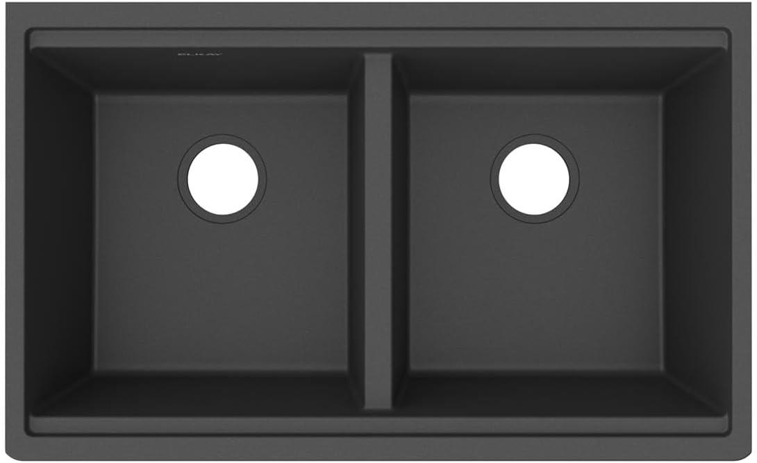 Matte Black Quartz Double Bowl Undermount Workstation Sink