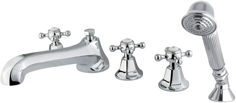 Kingston Brass Millennium Three-Handle 5-Hole Deck Mount Roman Tub Faucet with Hand Shower