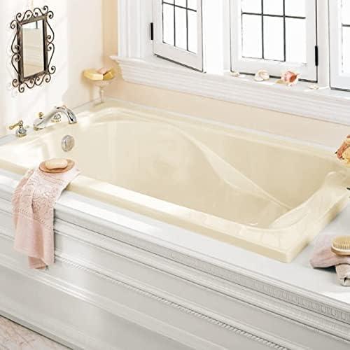 72-Inch White Acrylic Rectangular Drop-In Soaking Bathtub