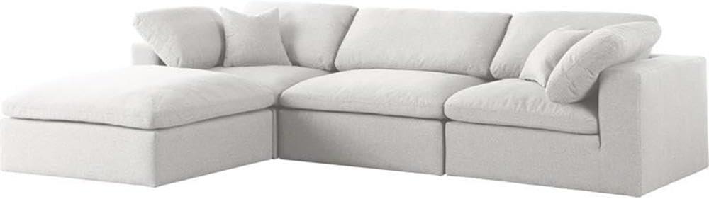 Meridian Furniture Serene Cream Durable Linen Fabric Modular Sectional