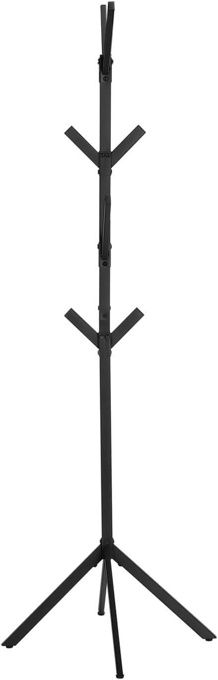 Monarch Specialties Coat Rack Hall Tree Free Standing 8 Hooks Entryway 70InchH Bedroom Metal Black Contemporary Modern