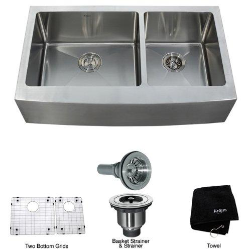 KRAUS Standart Pro Apron Front Farmhouse 16 Gauge Single Bowl Stainless Steel Kitchen Sink