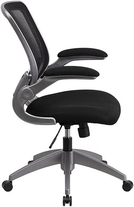 Flash Furniture Mid-Back Black Mesh Swivel Ergonomic Task Office Chair with Gray Frame and Flip-Up Arms