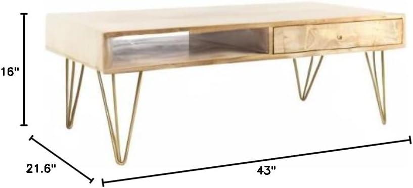 Marigold Coffee Table - Natural/Brass - Safavieh