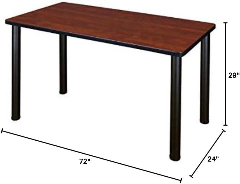 Kee 72" Cherry Laminate Rectangular Training Table with Adjustable Legs