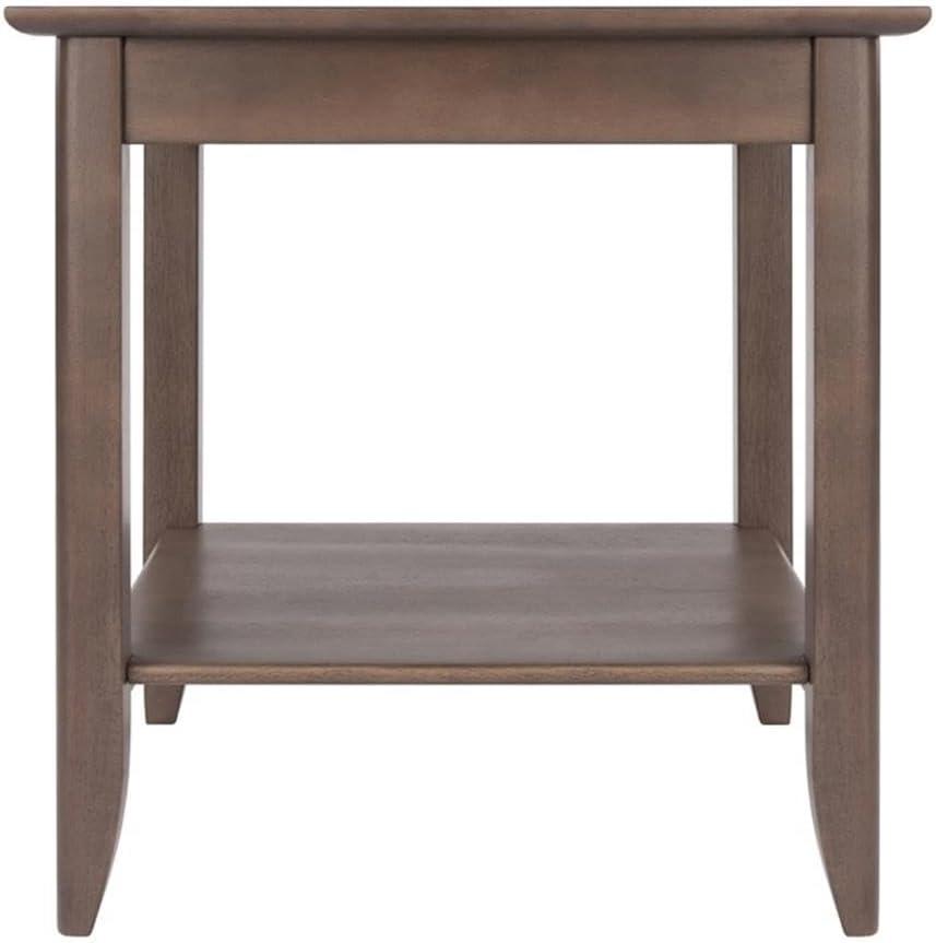 Santino End Table Oyster Gray - Winsome: Contemporary Accent Table with Lower Shelf, Wood Inlay