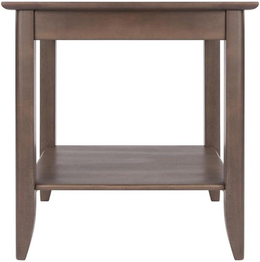 Santino End Table Oyster Gray - Winsome: Contemporary Accent Table with Lower Shelf, Wood Inlay