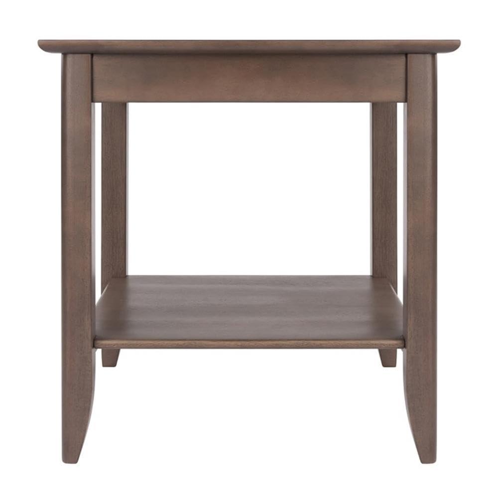 Santino End Table Oyster Gray - Winsome: Contemporary Accent Table with Lower Shelf, Wood Inlay