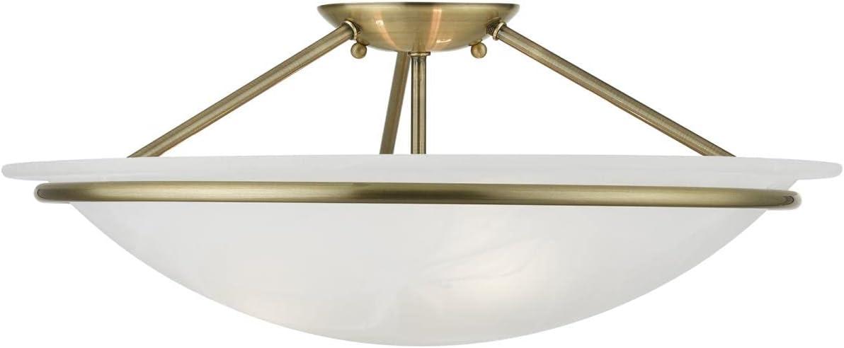 Livex Lighting Newburgh 3 - Light Semi-Flush Mount in  Antique Brass