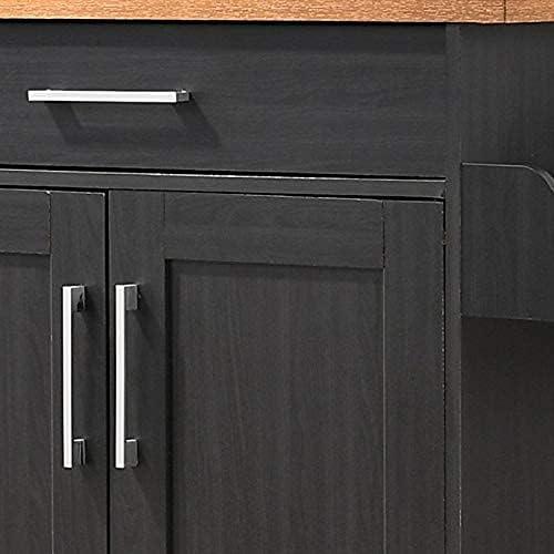 Hodedah Kitchen Island in Black Beech