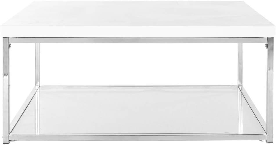 Malone High Gloss Coffee Table - White/Chrome - Safavieh