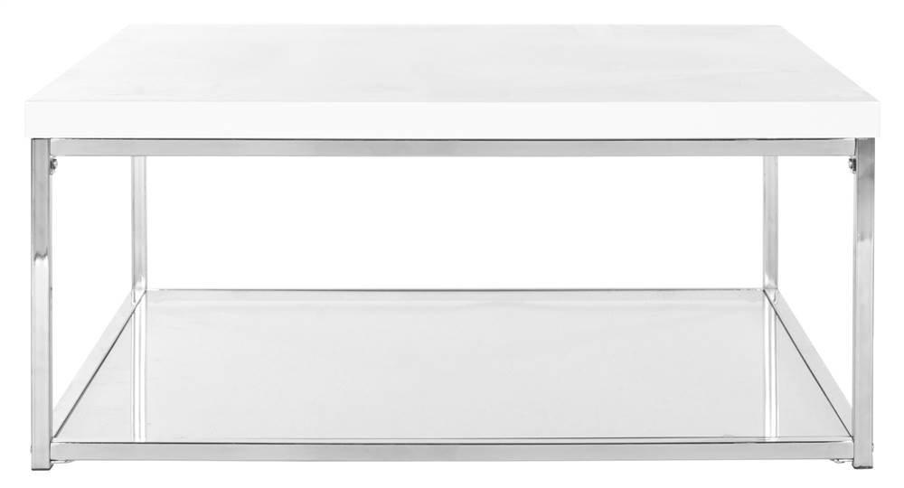 Malone High Gloss Coffee Table - White/Chrome - Safavieh