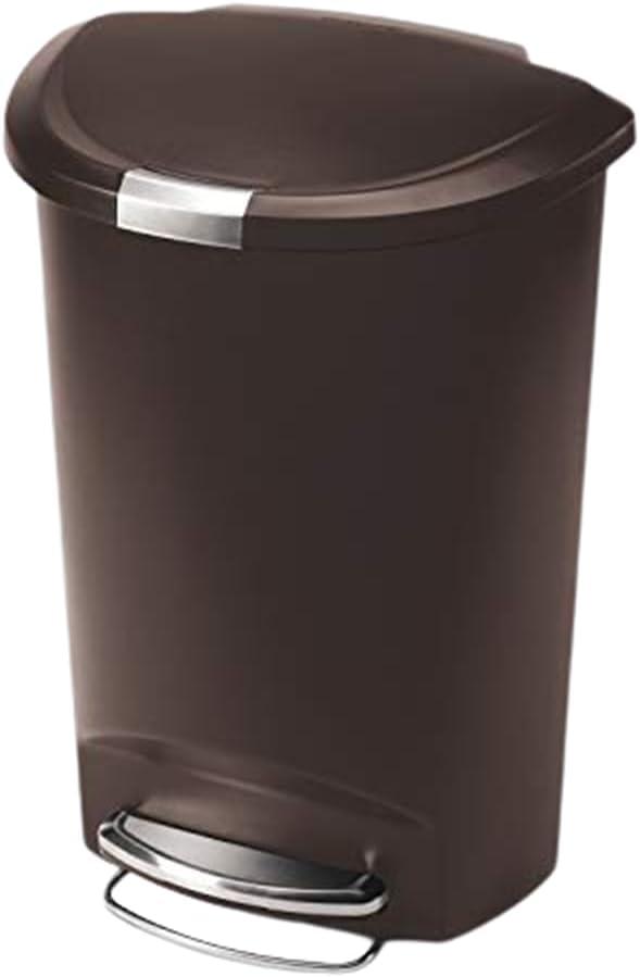 Simplehuman 50 Liter / 13 Gallon Semi-Round Kitchen Step Trash Can with Secure Slide Lock, Plastic