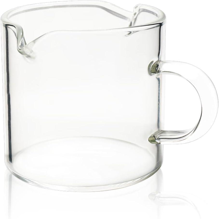 BCnmviku 1 Pack Shot Glasses Espresso Parts Double Spouts Milk Cup Clear Glass