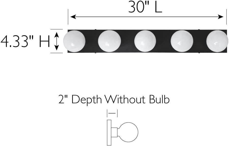 Design House 588582-BLK 5-Light Vanity Strip Light Contemporary Dimmable for Bathroom, Bedroom, Makeup Vanity, Matte Black