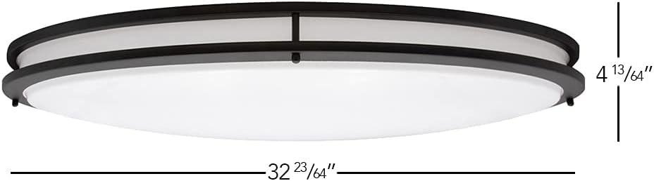 Maxxima 32” 3 CCT Oval Black LED Ceiling Mount Light Fixture, 3000K-5000K, Dimmable