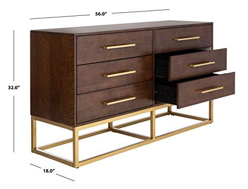 Estelle Transitional Walnut Dresser with Brass Accents 56"