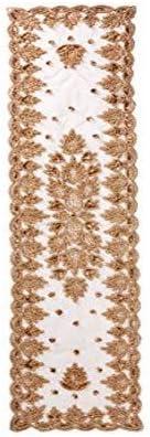 Gold Hand Beaded Semi Sheer Table Runner 16" x 72"