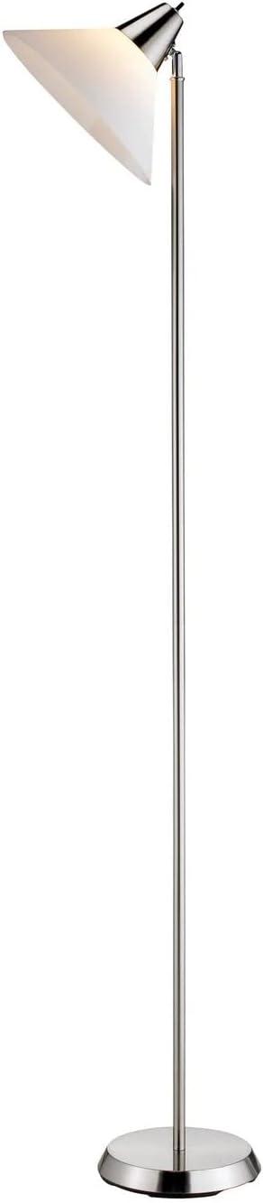 Elegant Brushed Steel Adjustable Swivel Floor Lamp with White Shade