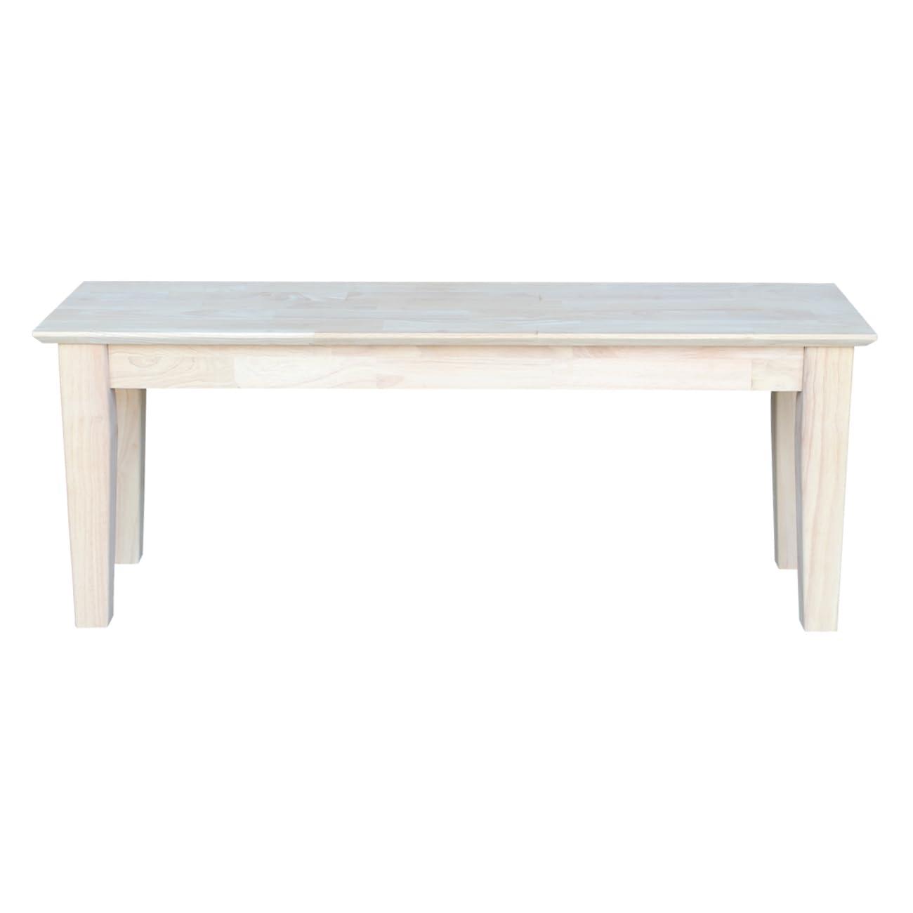 Farmhouse Bench - Unfinished - International Concepts: Hardwood Rectangular Seat for Dining & Bedroom, Seats 2