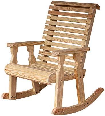 Amish Casual Heavy Duty 600 Lb Roll Back Treated Rocking Chair, Cupholders