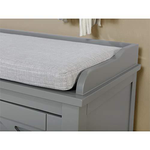Alaterre Furniture Coventry 45 in. Pine Wood Storage Bench with Cushion, Entryway Organization & Decoration, 3 Adjustable/Removable Cubbies, Gray