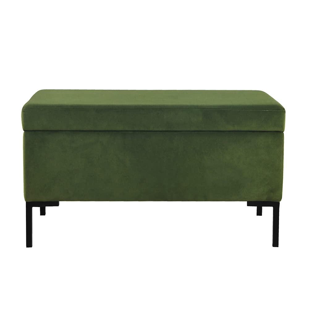 Medium Storage Bench with Metal Legs Gray Woven - HomePop