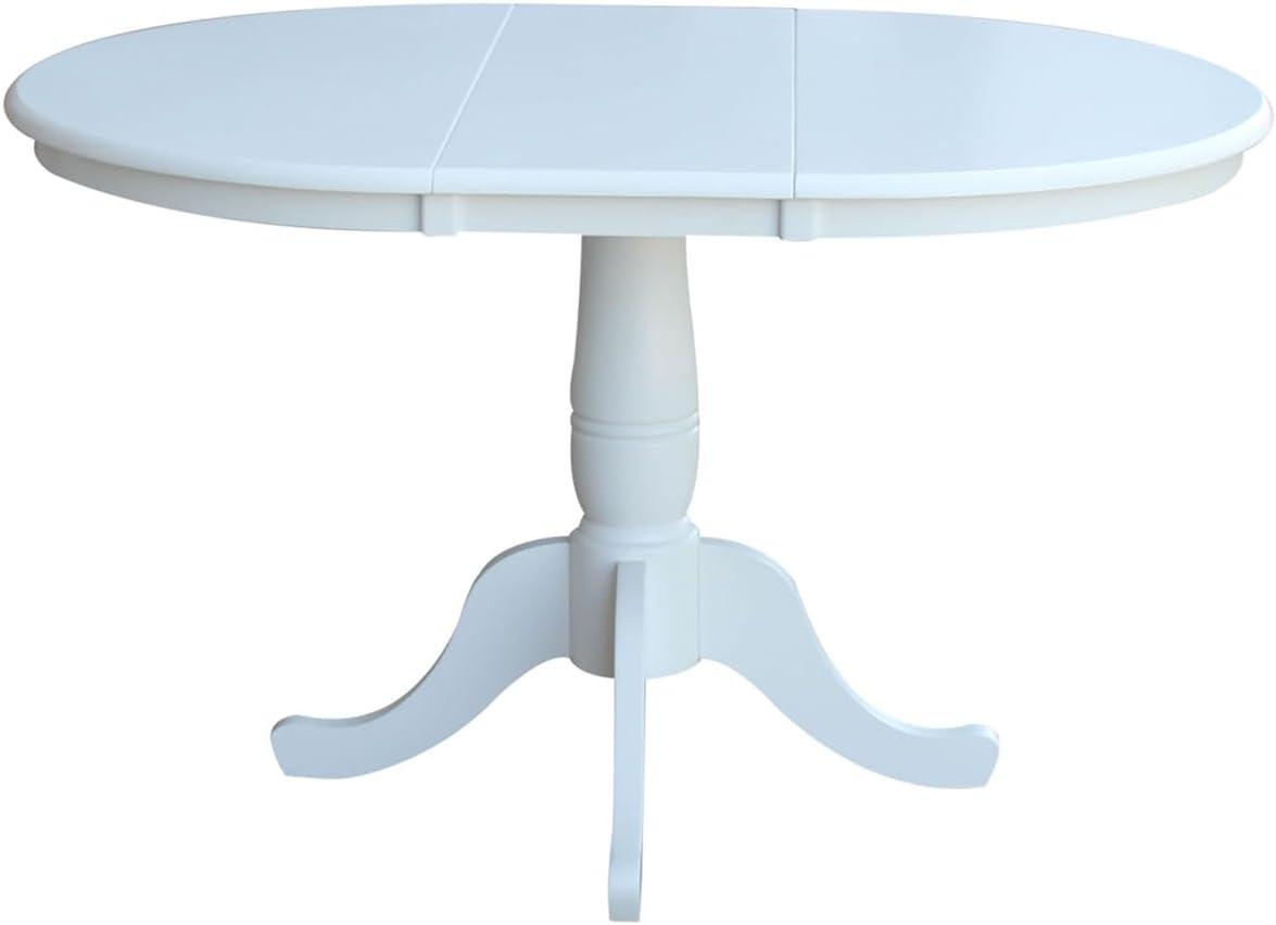 Farmhouse Elegance 50" Extendable Round Wood Dining Table in White