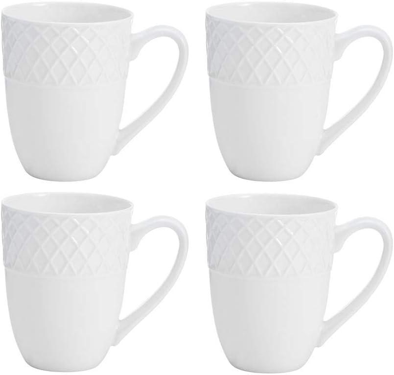 White Porcelain Trellis 16-Piece Dinnerware Set, Service for 4