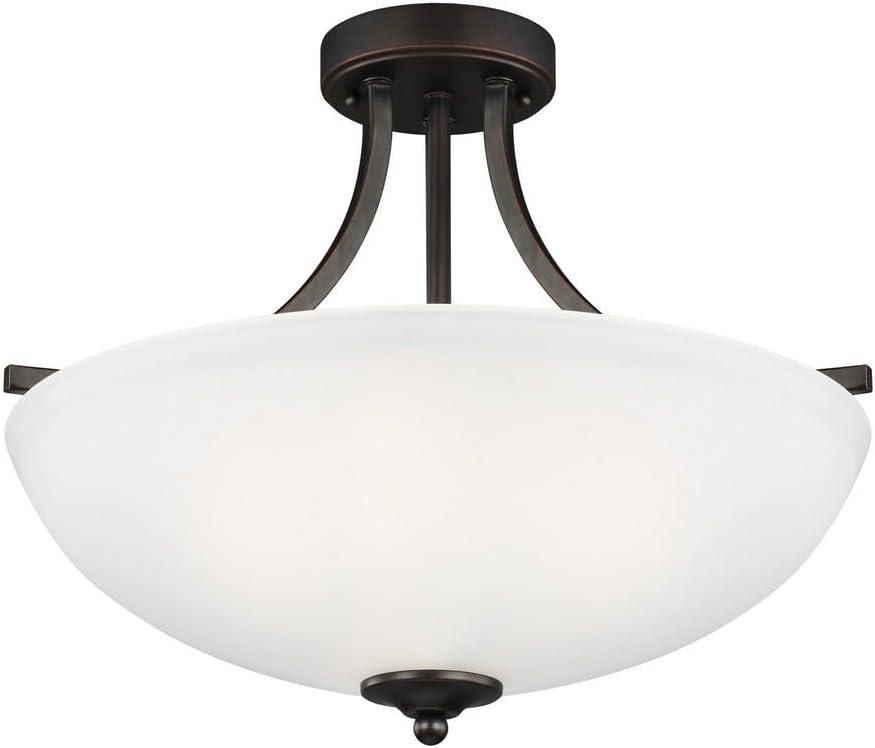 Bronze and White Glass 18" Transitional Bowl Pendant Light