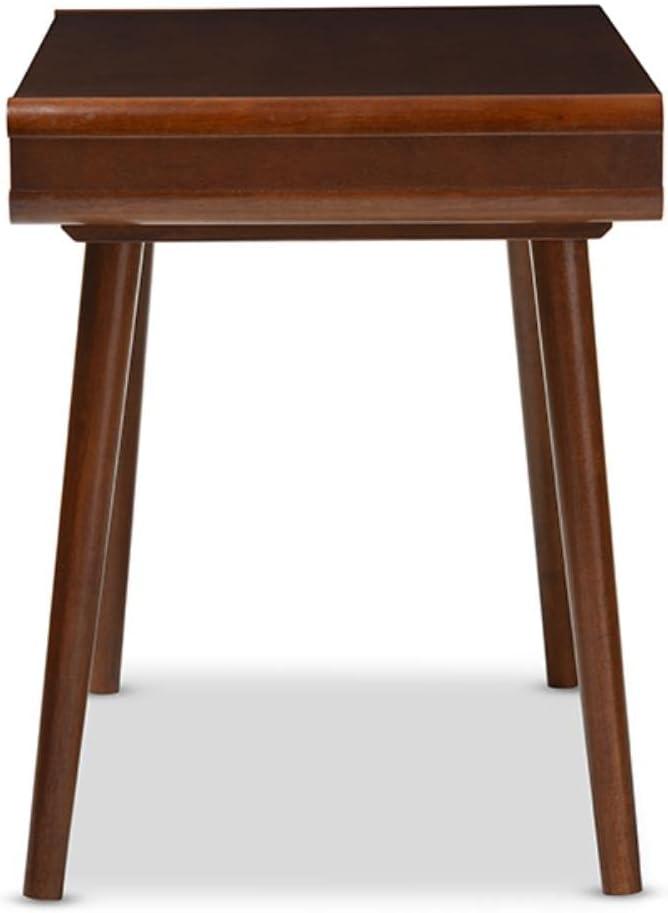 Baxton Studio Casarano Mid-century Modern Dark Walnut and White Two-tone Finish 2-drawer Wood Home Office Writing Desk