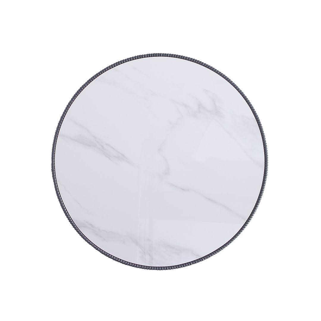 Manhattan Comfort 3pc Anderson Leatherette Upholstered Coffee Table and End Table Set: Gold Metal Finish, Round Shape