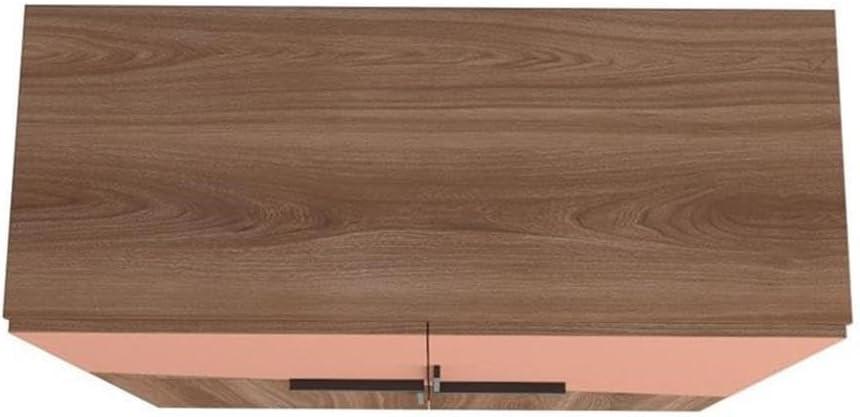 43.7" Beekman Low Cabinet Brown/Pink - Manhattan Comfort: Metal Legs, 4 Shelves, Accent Furniture