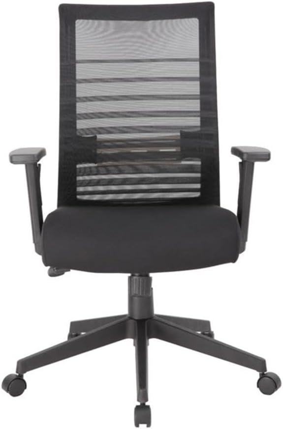 Linear Mesh Task Chair Black - Boss Office Products: Synchro-Tilt, Adjustable Arms, 275lbs Capacity