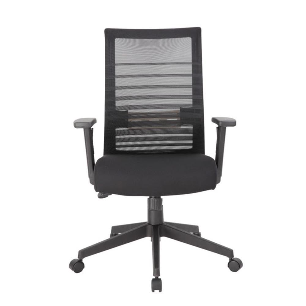 Linear Mesh Task Chair Black - Boss Office Products: Synchro-Tilt, Adjustable Arms, 275lbs Capacity