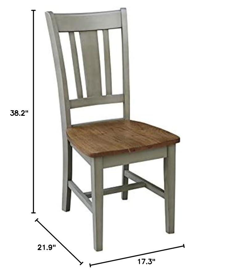 Set of 2 San Remo Splat Back Chairs Natural - International Concepts: Solid Wood, Mid-Century Design, Spot Clean