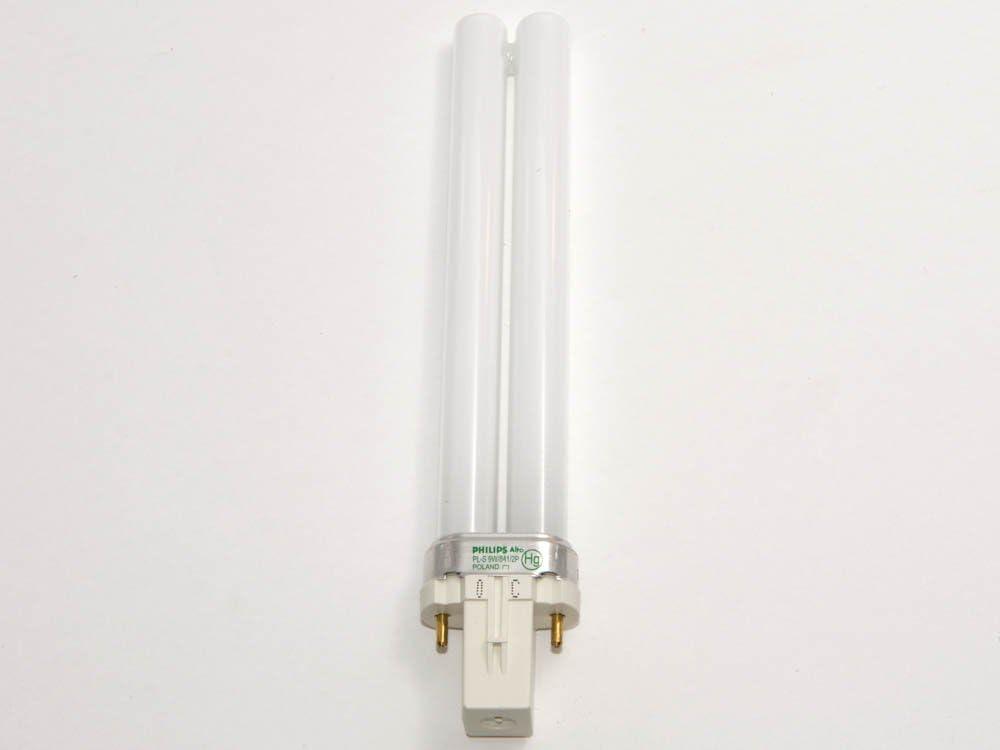 Philips 14870-0 9 Watt PL Short Twin Tube CFL 4100K 60V 82 CRI Bipin (G23) Plug-In Base Bulb (PL-S9W/841/2P)