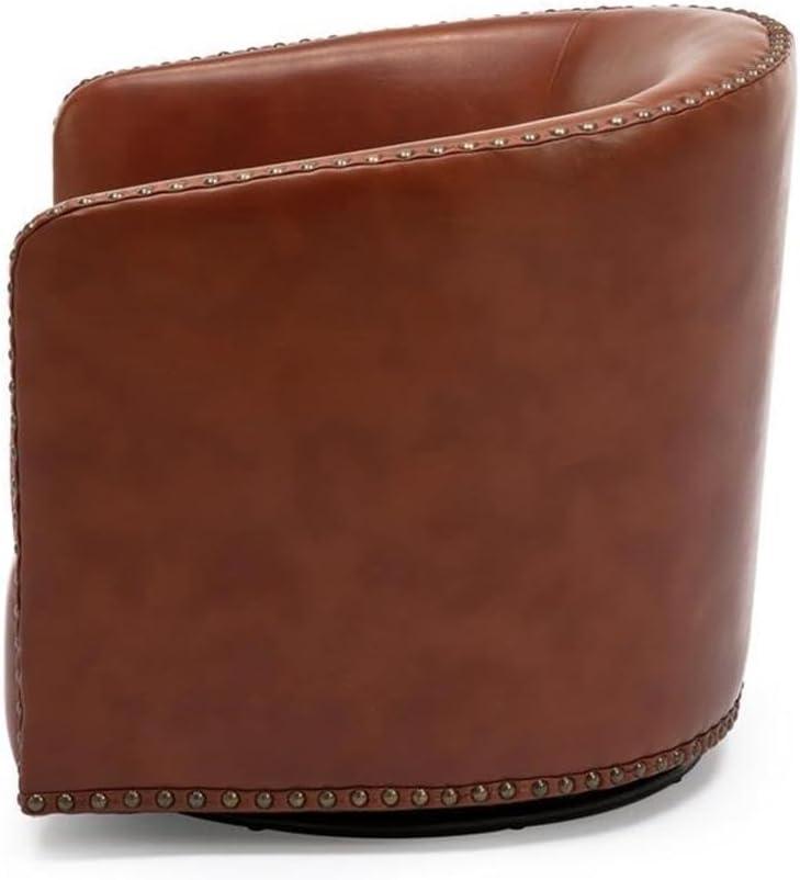 Comfort Pointe Tyler Swivel Arm Chair Caramel: Upholstered Faux Leather, Metal Legs, No Assembly Required